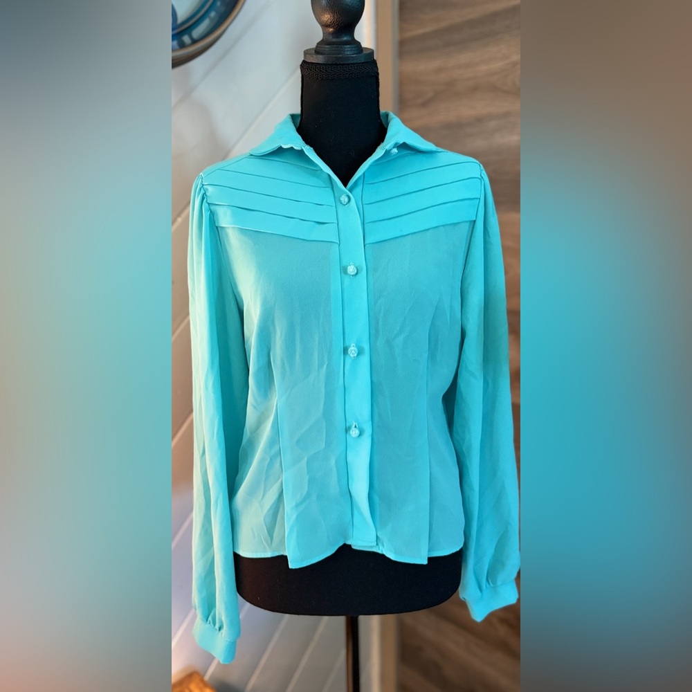 Chic Turquoise Button-Down Shirt